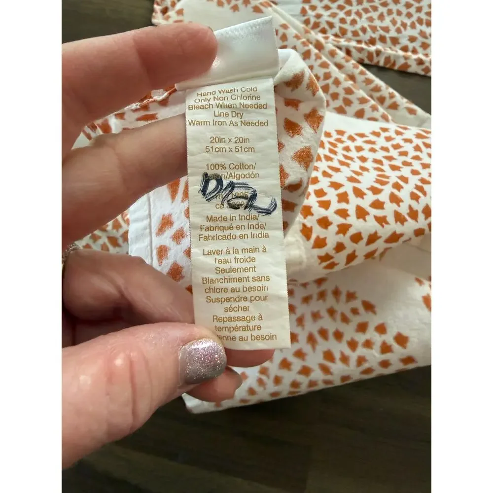 West Elm Napkins Set of 16 Orange Bloom and White 20x20 100% Cotton